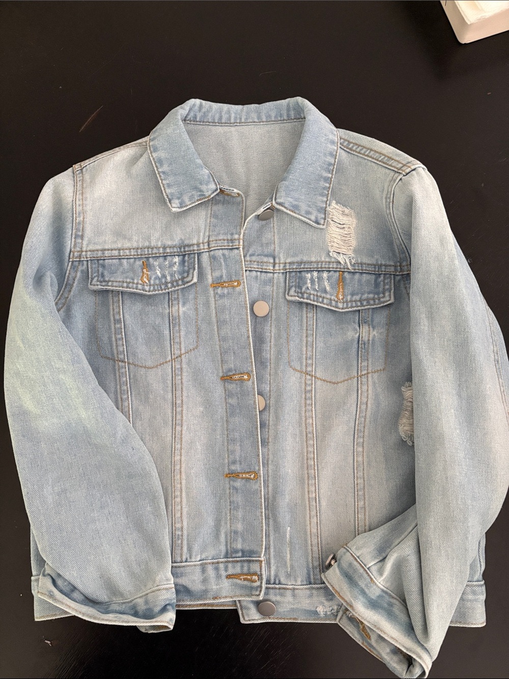 Light Wash Distressed Denim Jacket - kids